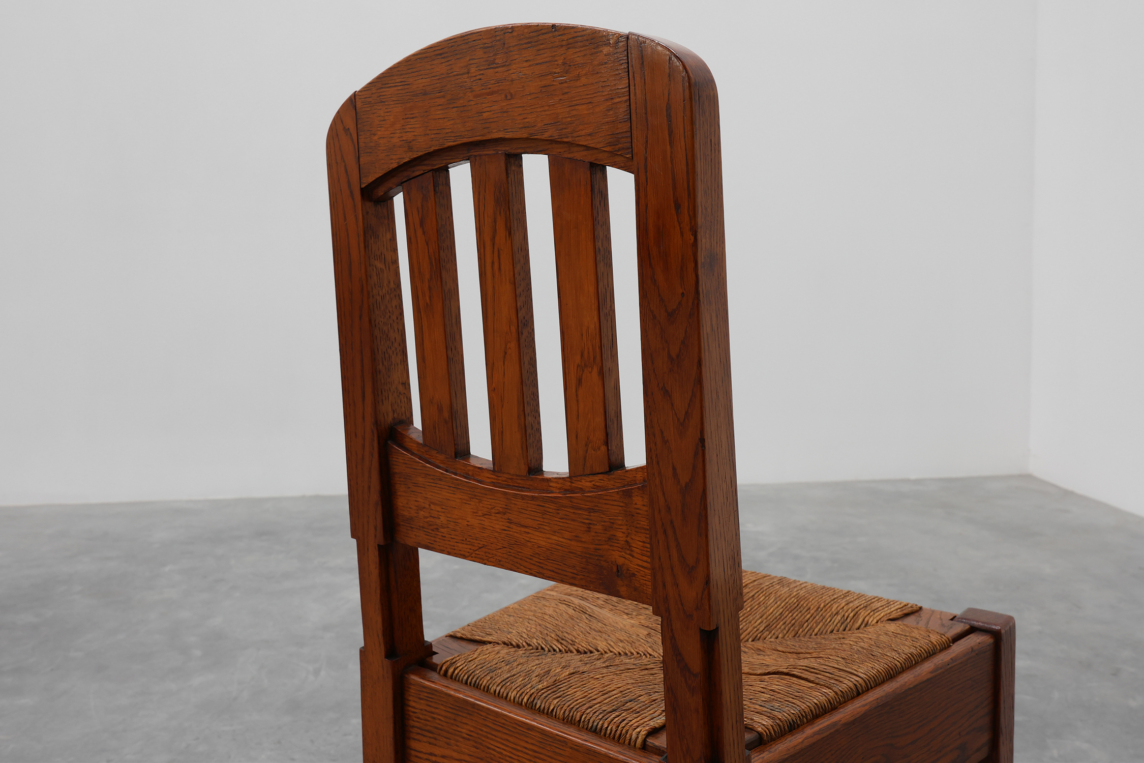 Set of 4 Early Art Deco Oak & Wicker Dining Chairs, Belgium, 1915 thumbnail